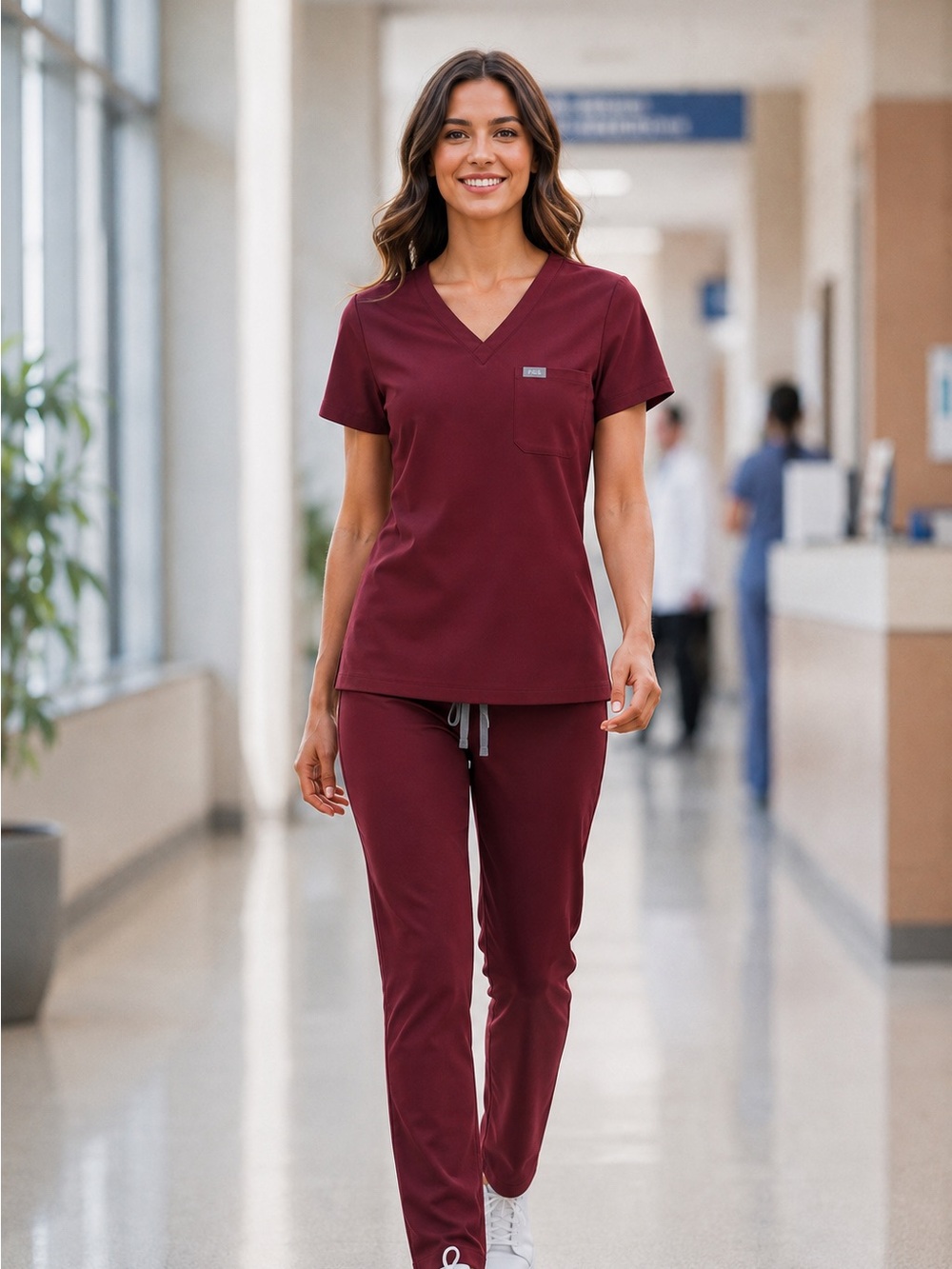 FIGS Burgundy (Wine) Scrub Set Women’s S Top M Pants Technical Collection Comfy